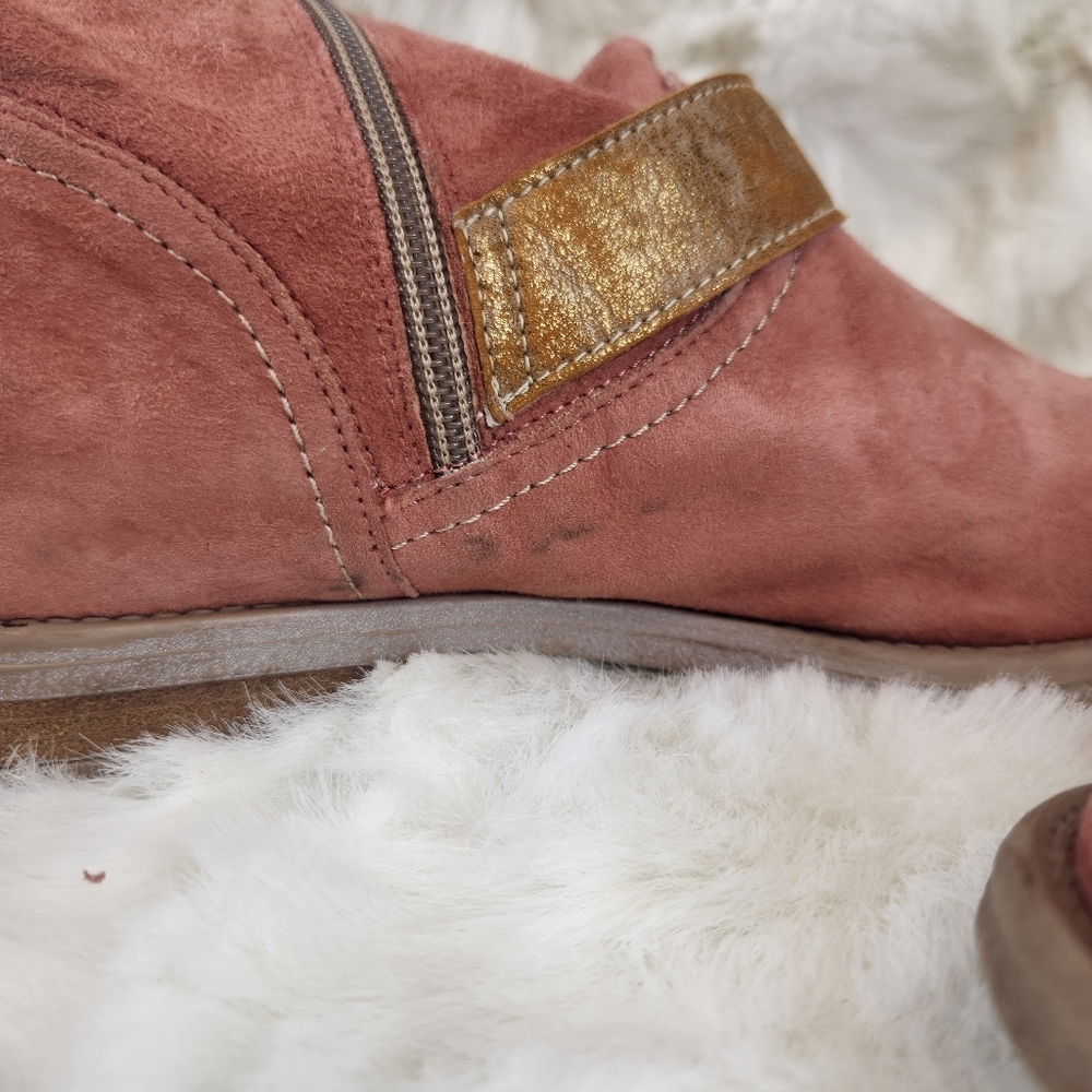Sundance Suede Zip-Up Gold Buckle Booties - Picture 15 of 16